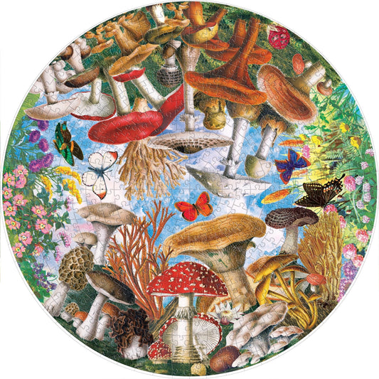 Mushrooms and Butterflies | 500 Piece | Round puzzle