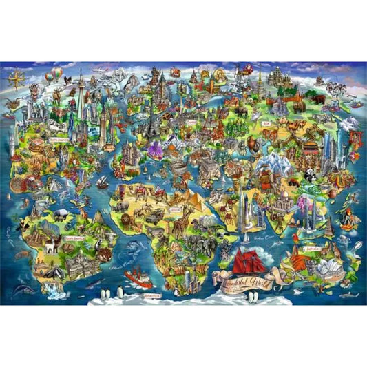 Carte du monde illustrée | 5000 pièces
