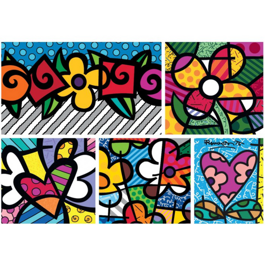 Romero Britto Collage: Hearts and Flowers | 1500 pièces