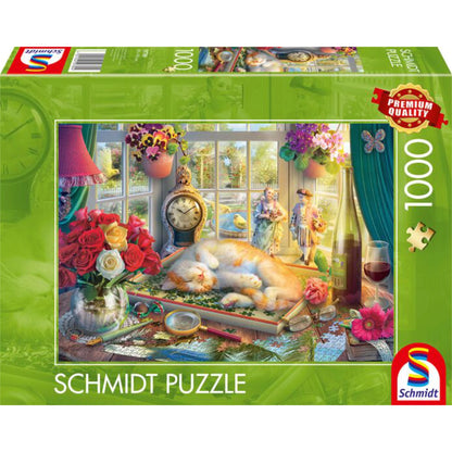 L'heure du puzzle pour le chat | 1000 pièces