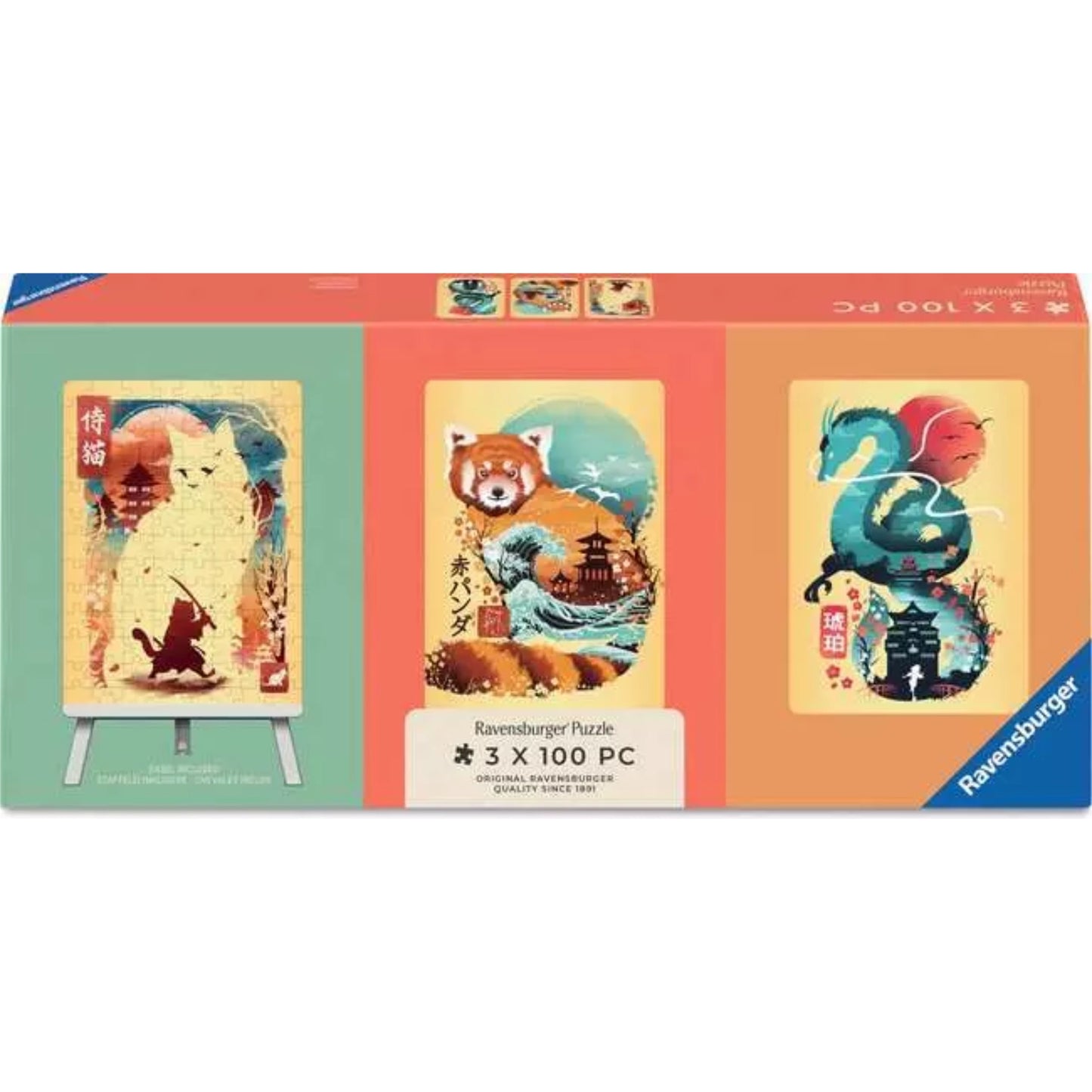 Chat, panda roux et dragon Ukyio-E | 100 pièces (x3)