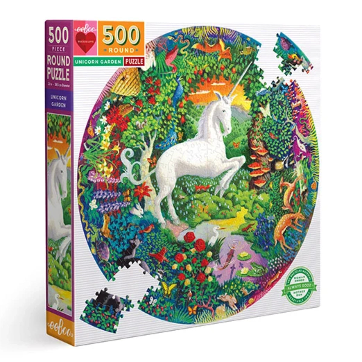 Unicorn Garden | Casse-tête rond de 500 pièces