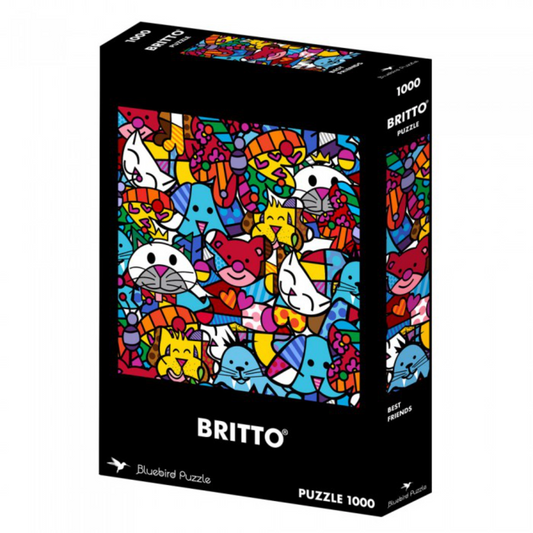 Jigsaw puzzle box with colorful animal design and Britto branding