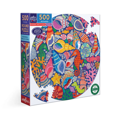 Seahorses, Shells & Coral | Casse-tête rond de 500 pièces